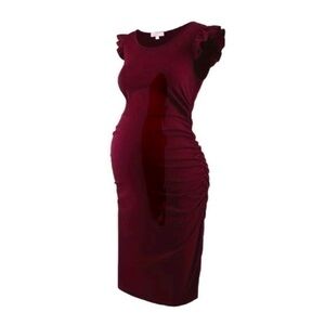 Women’s Maternity Ruffle Sleeve Shirred Knit Dress - Size XL - NWOT